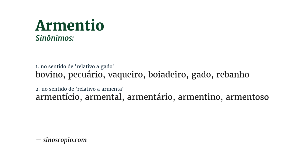 Sinônimo de armentio