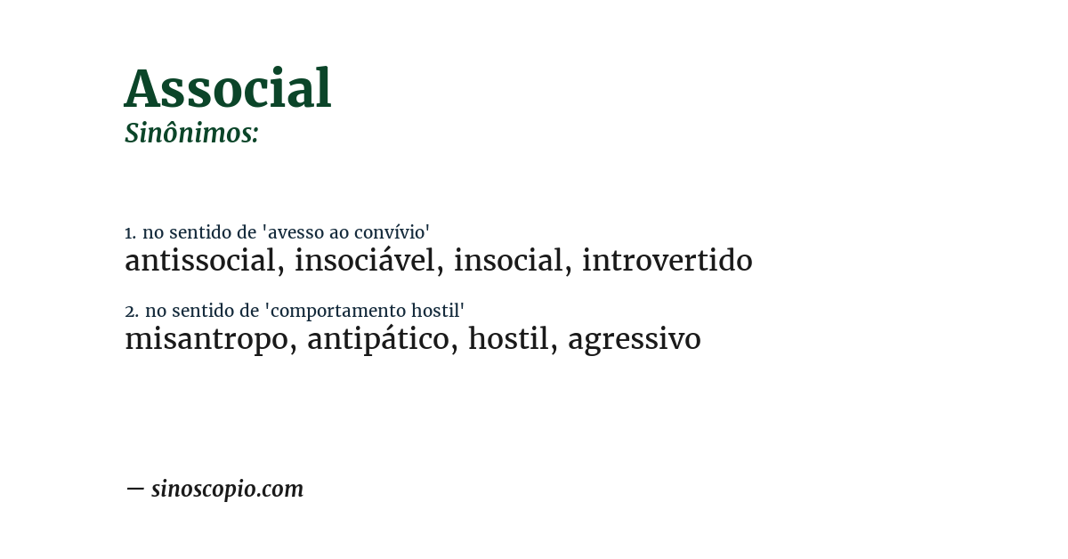 Sinônimo de associal