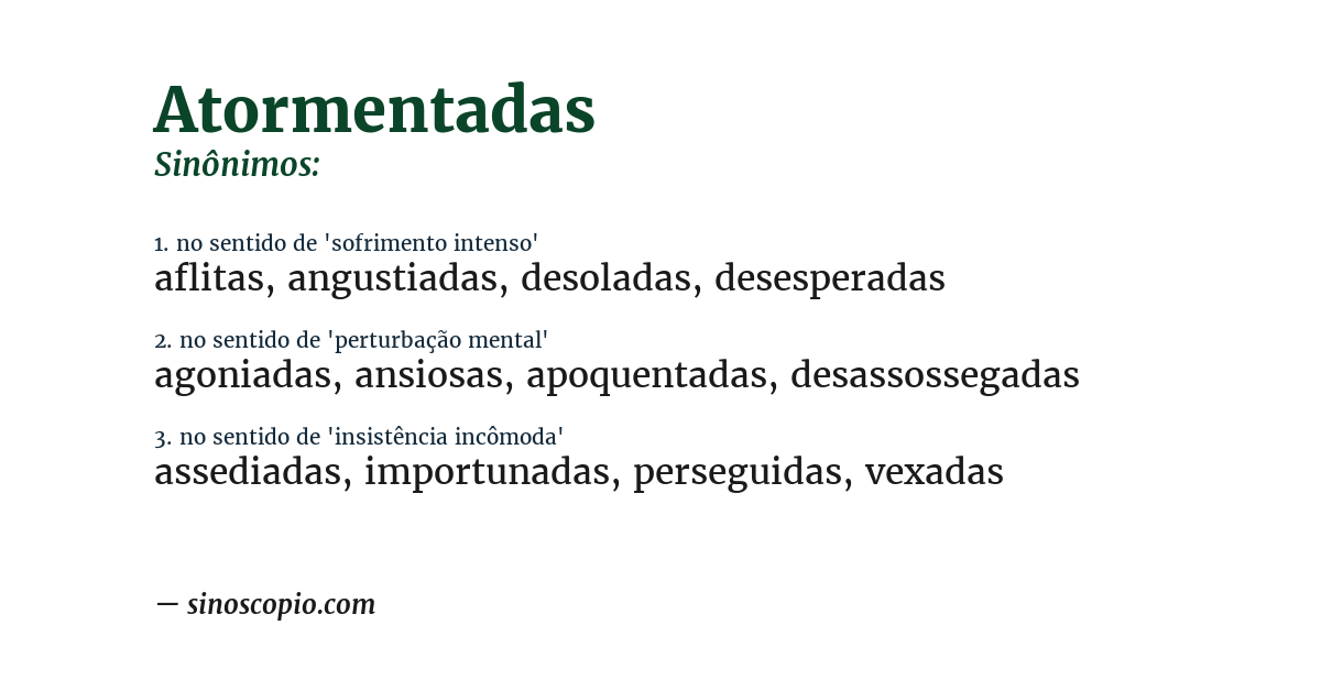Sinônimo de atormentadas