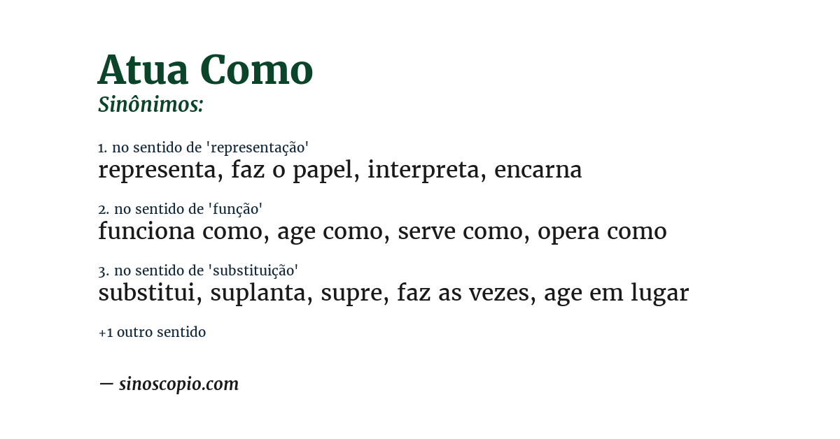 Sinônimo de atua como
