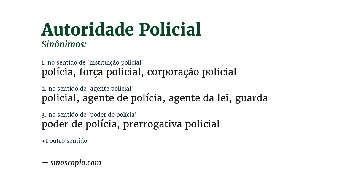 Sinônimo de autoridade policial