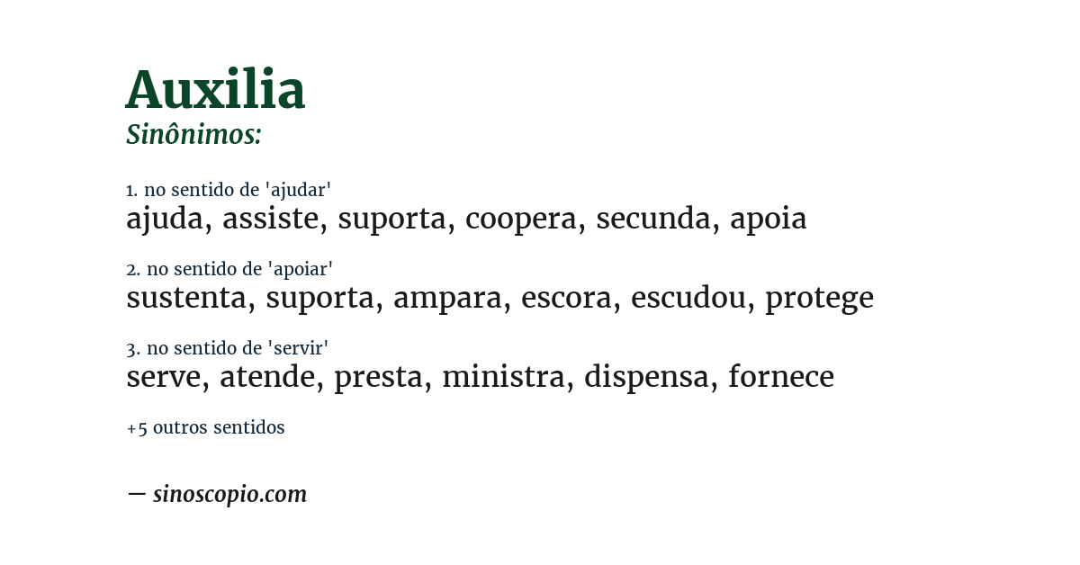 Sinônimo de auxilia
