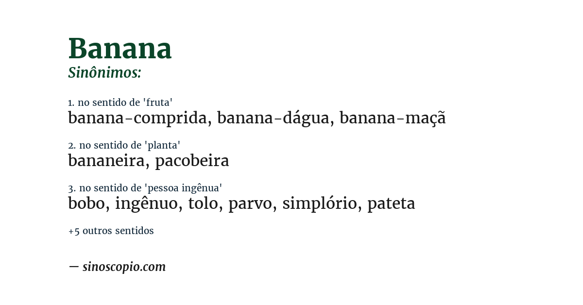 Sinônimo de banana