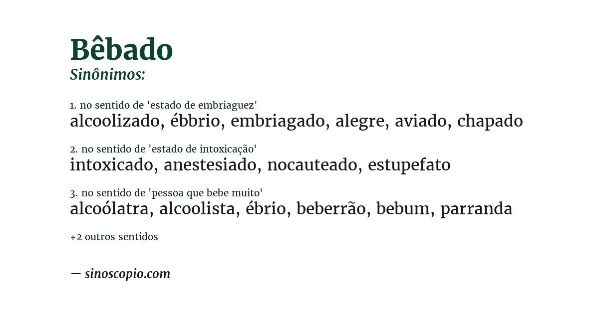 Sinônimo de bêbado