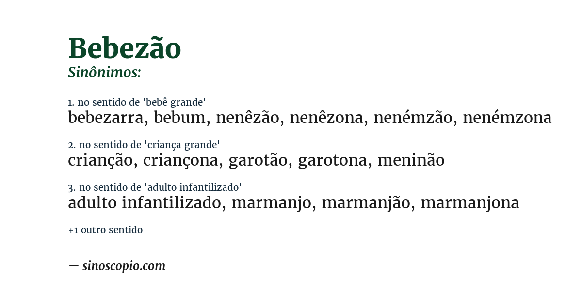 Sinônimo de bebezão