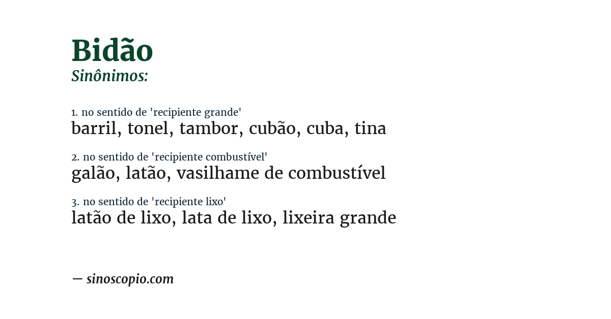 Sinônimo de bidão