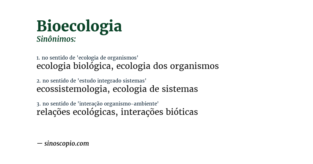 Sinônimo de bioecologia