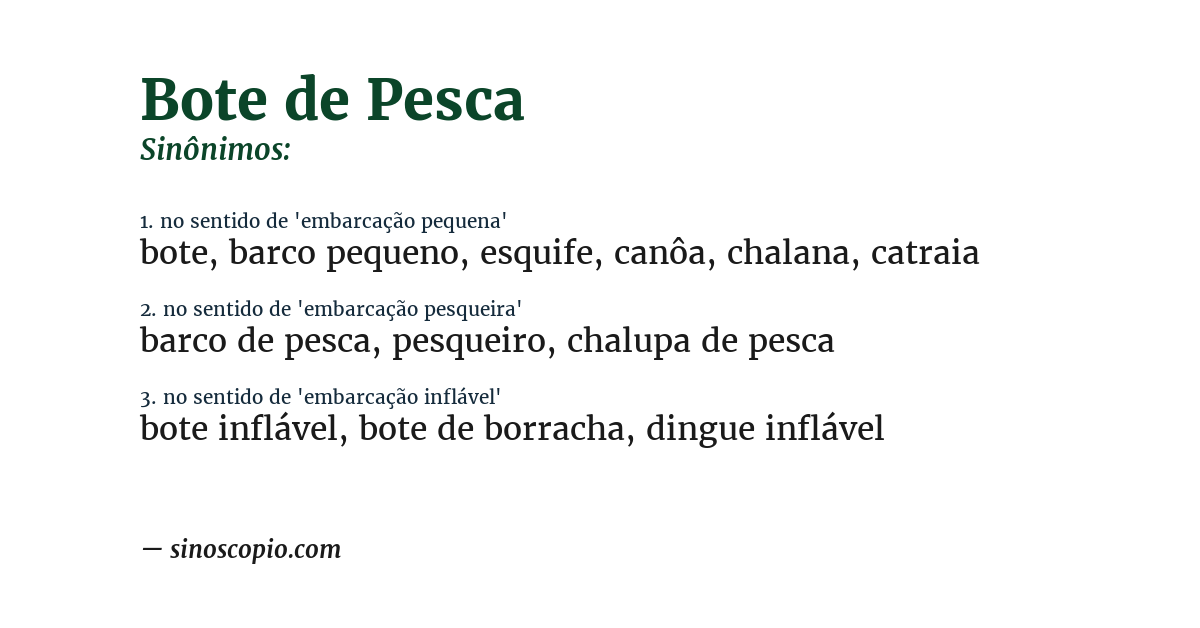 Sinônimo de bote de pesca