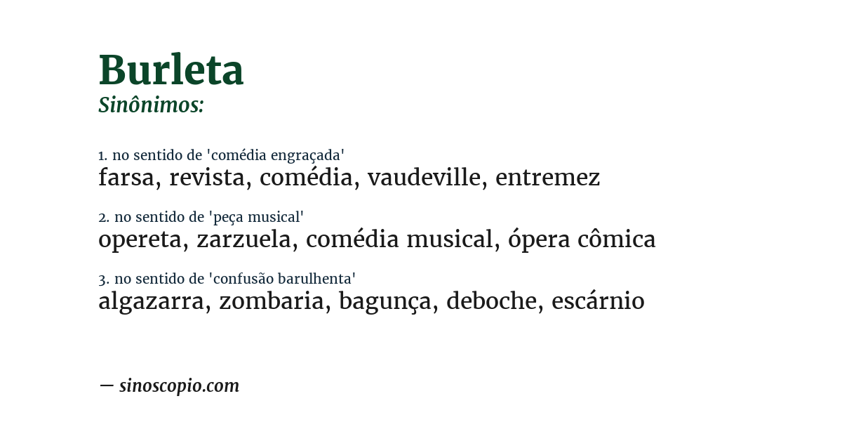 Sinônimo de burleta