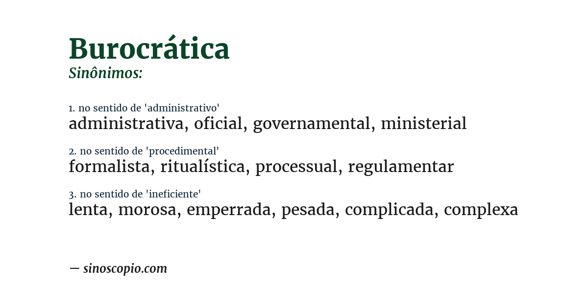 Sinônimo de burocrática