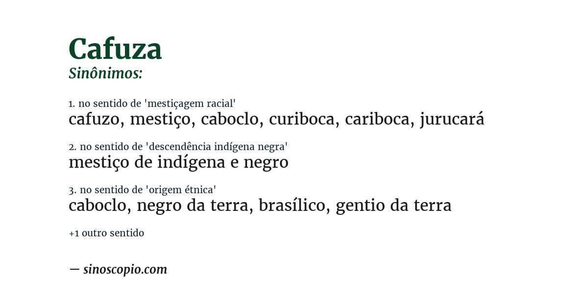 Sinônimo de cafuza