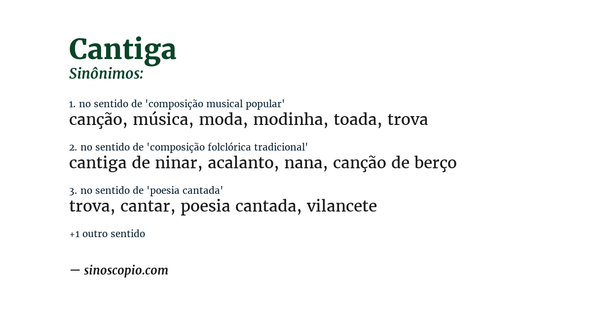 Sinônimo de cantiga