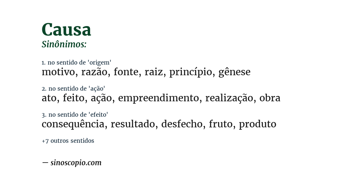 Sinônimo de causa