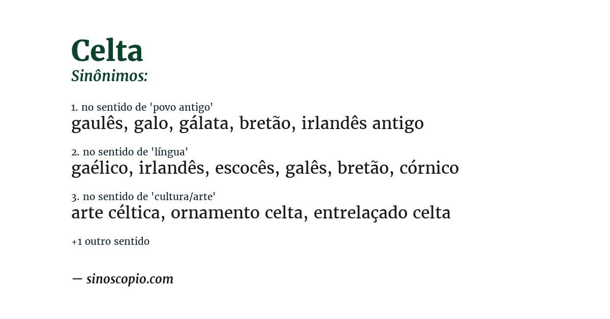 Sinônimo de celta