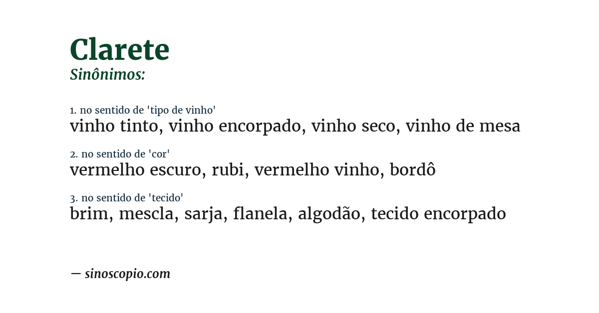 Sinônimo de clarete