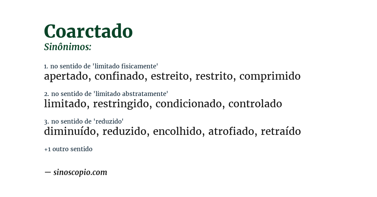 Sinônimo de coarctado