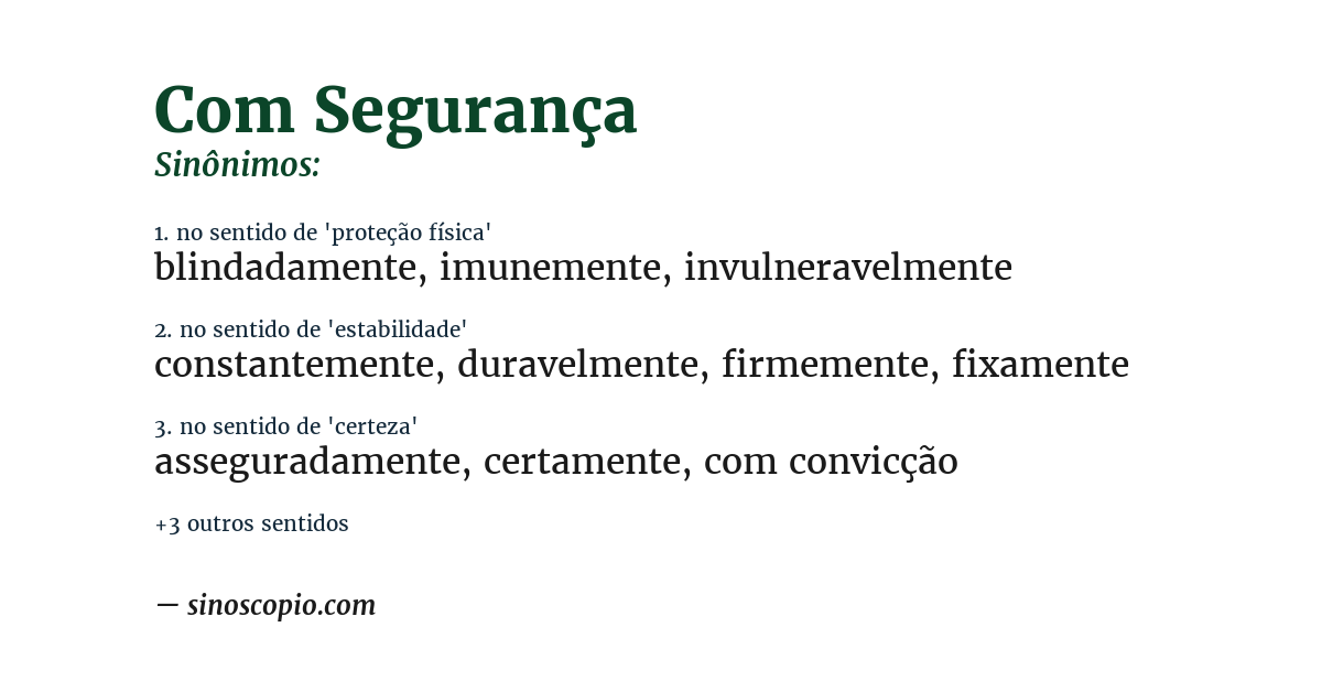 Sinônimo de com segurança