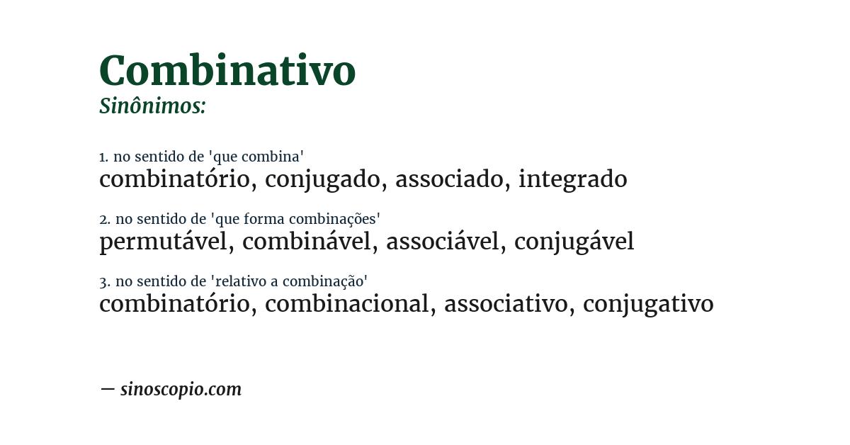 Sinônimo de combinativo