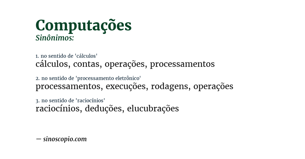 Sinônimo de computações