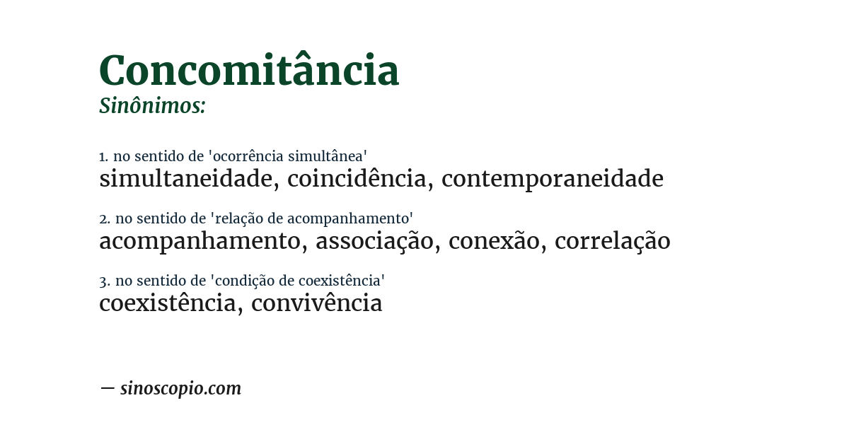 Sinônimo de concomitância