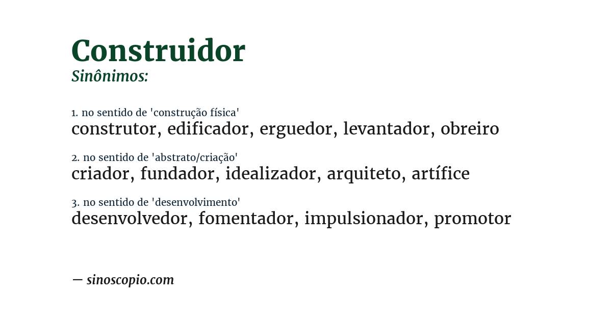 Sinônimo de construidor