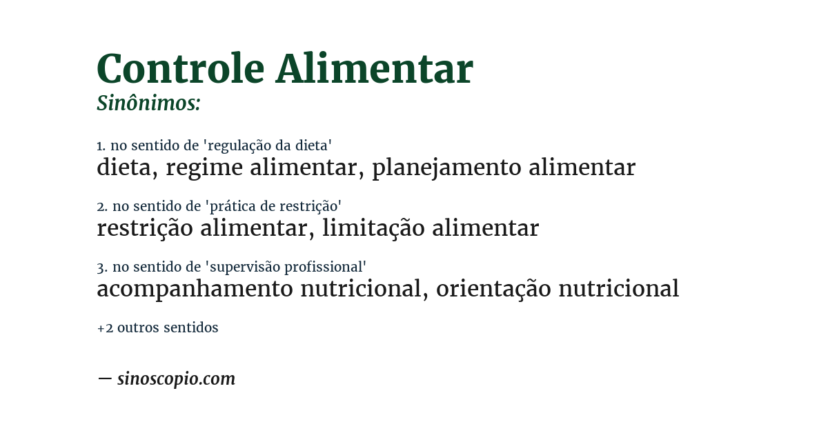 Sinônimo de controle alimentar