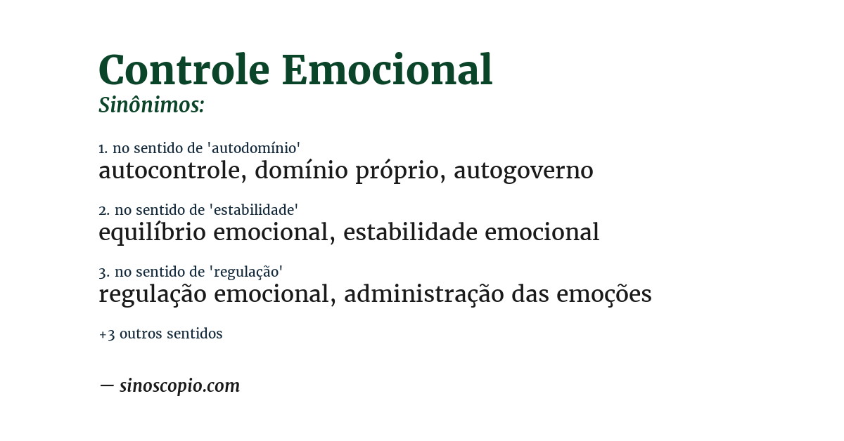 Sinônimo de controle emocional