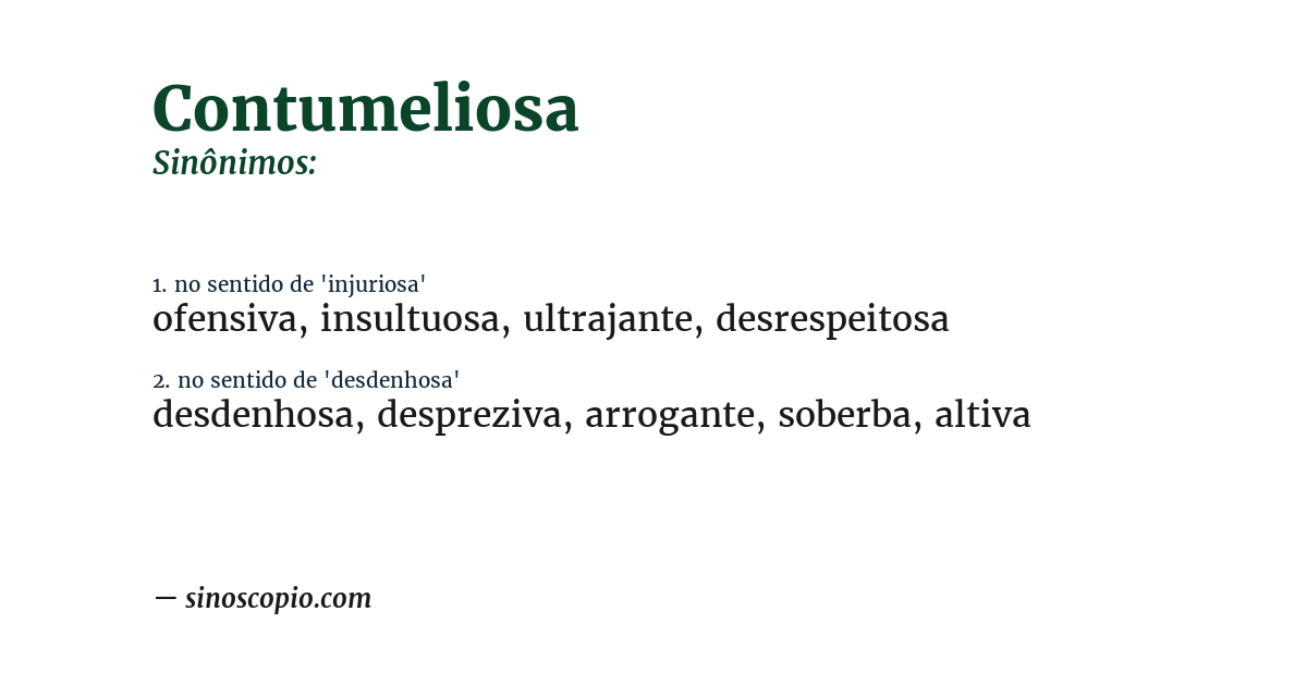 Sinônimo de contumeliosa