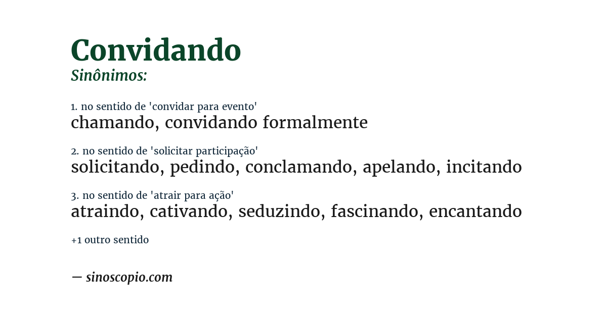 Sinônimo de convidando