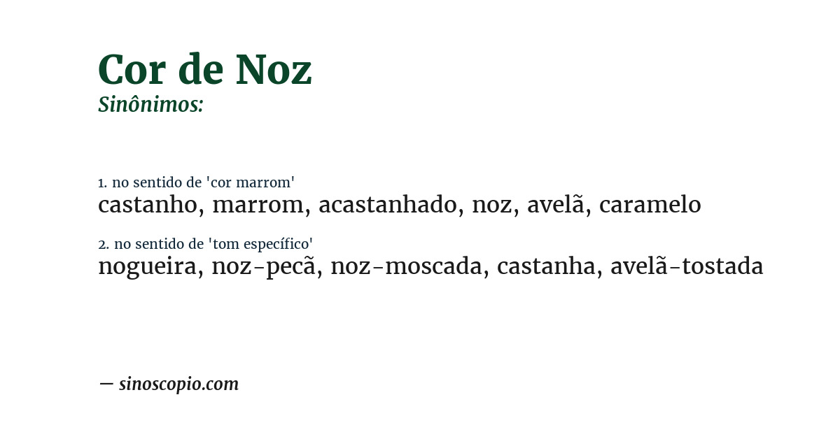 Sinônimo de cor de noz
