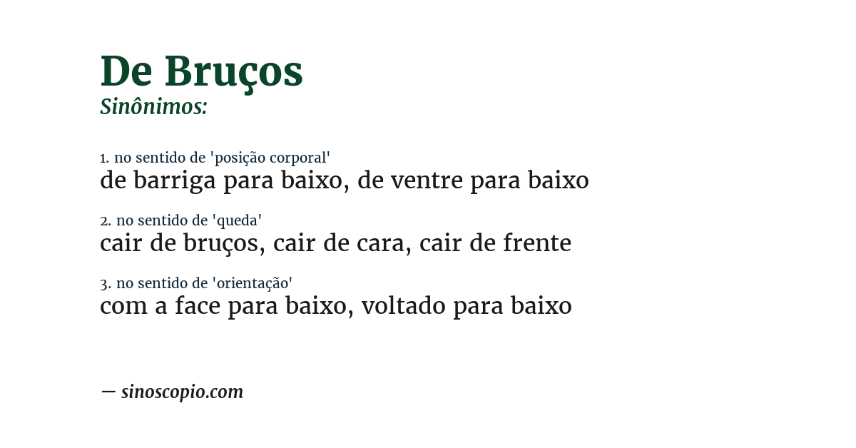 Sinônimo de de bruços