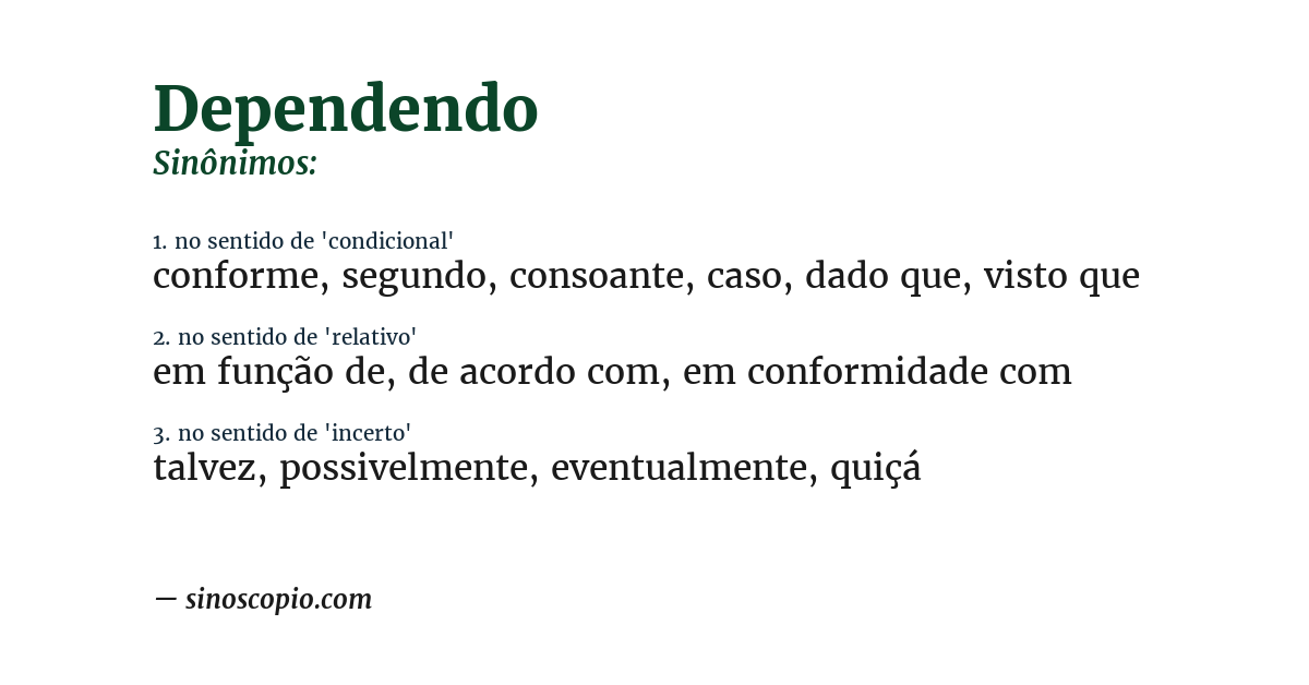 Sinônimo de dependendo