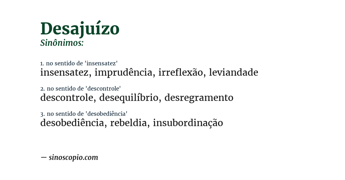Sinônimo de desajuízo