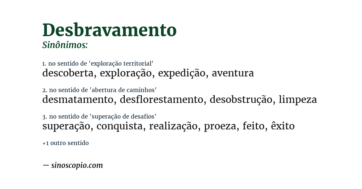 Sinônimo de desbravamento