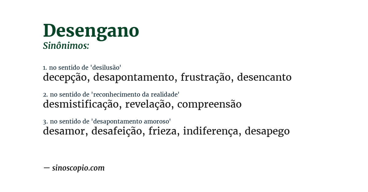 Sinônimo de desengano