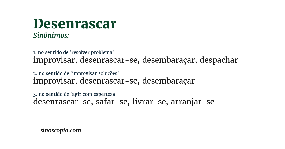 Sinônimo de desenrascar