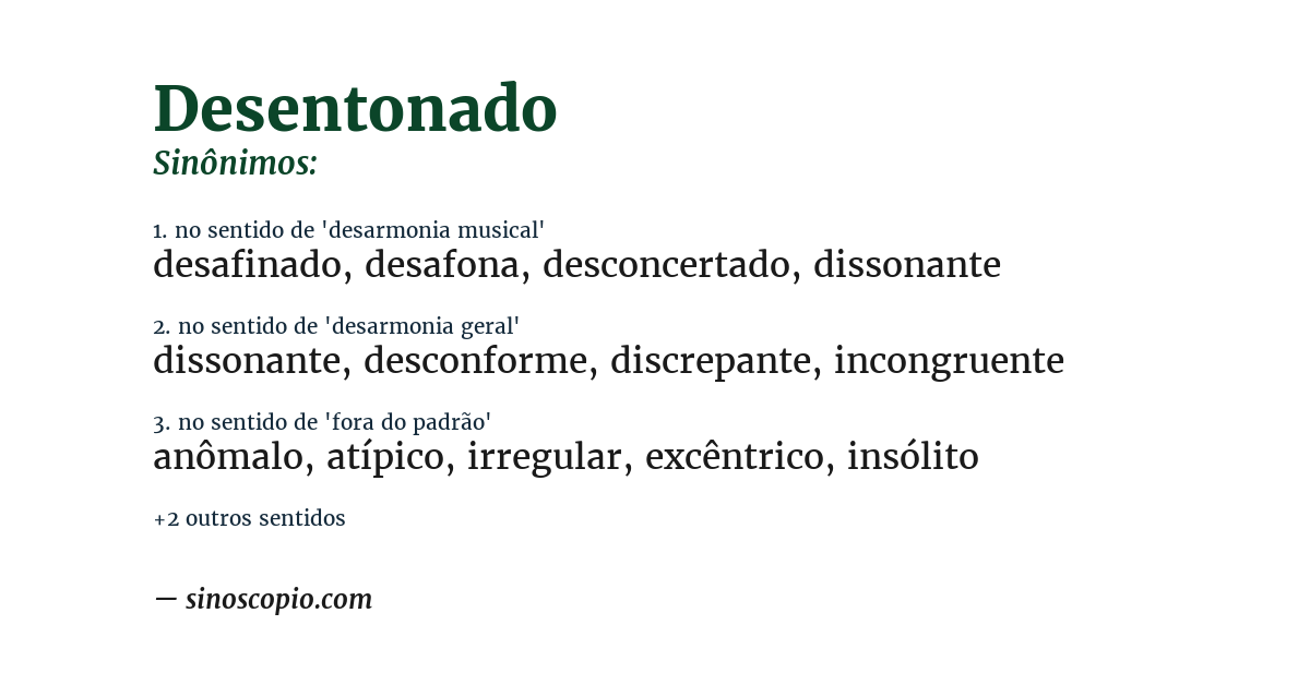 Sinônimo de desentonado