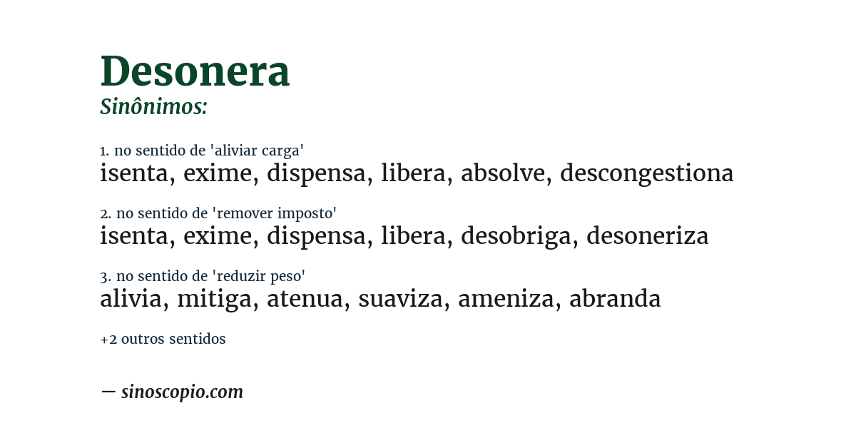 Sinônimo de desonera