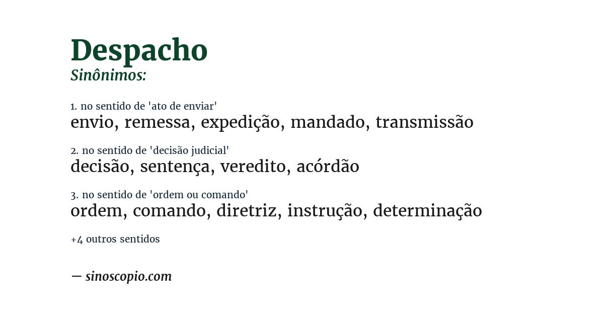Sinônimo de despacho
