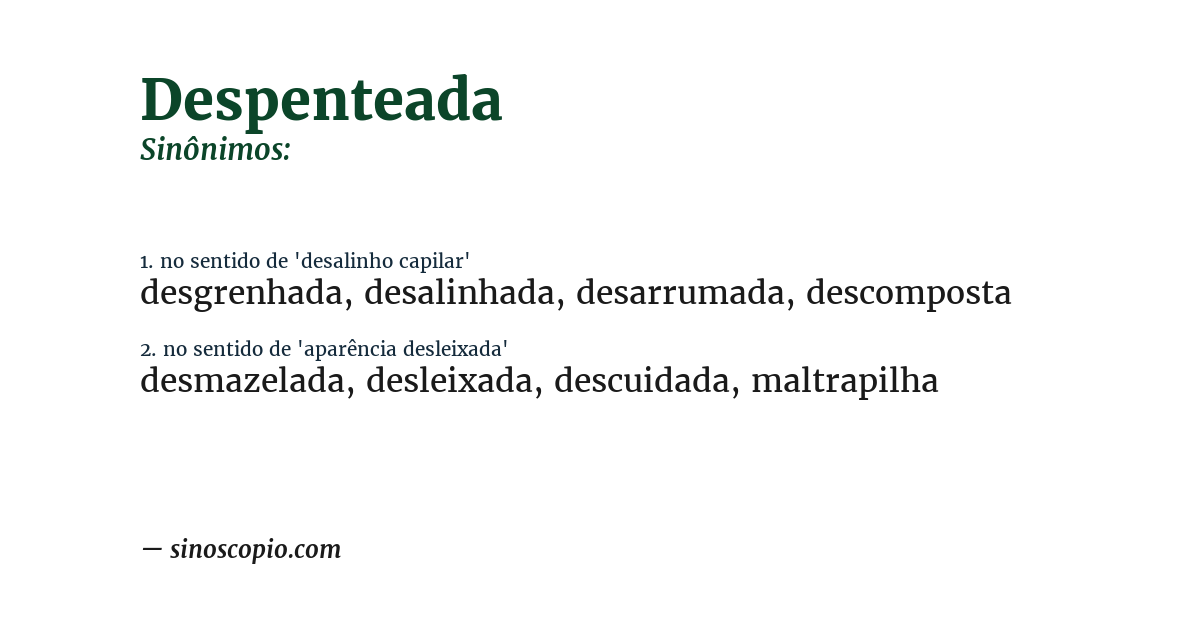 Sinônimo de despenteada