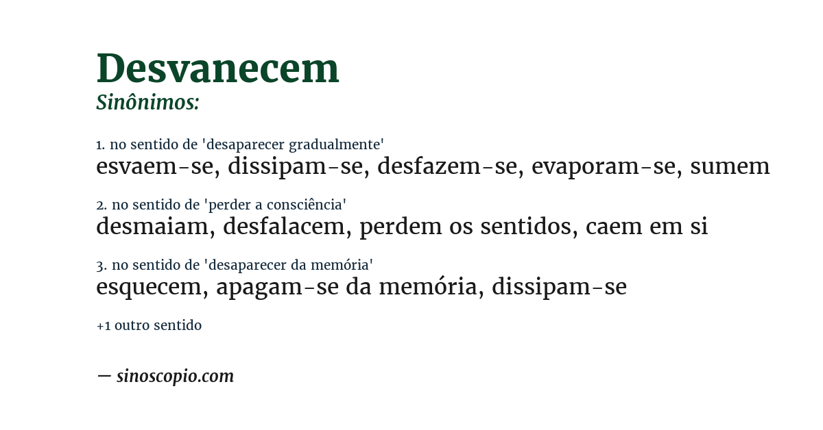 Sinônimo de desvanecem