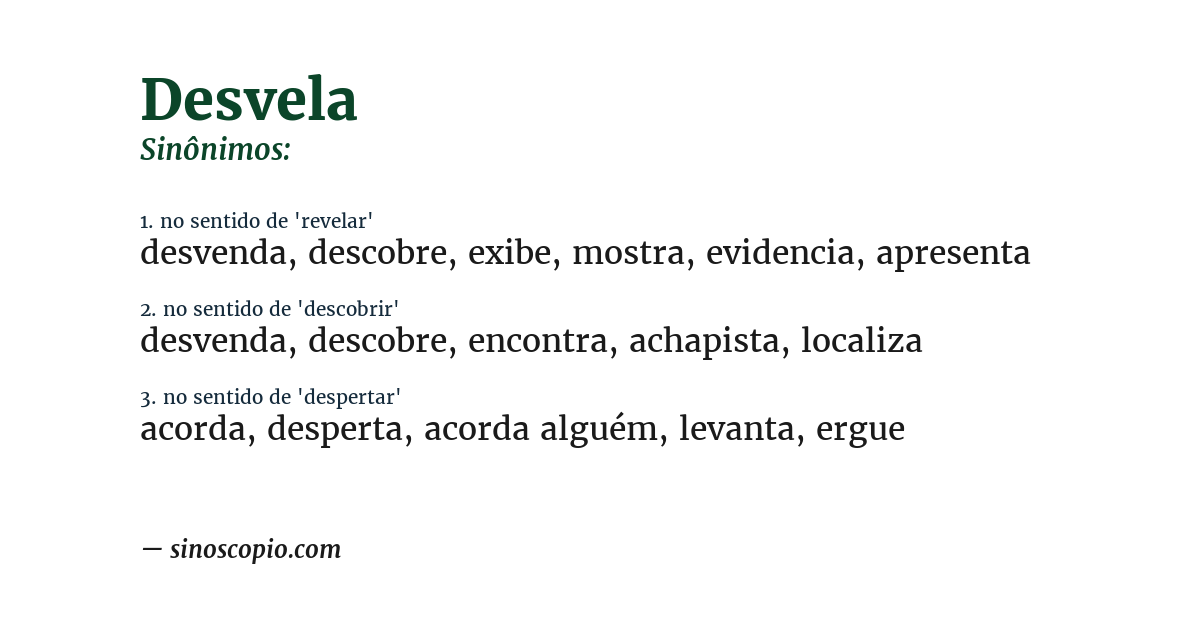 Sinônimo de desvela