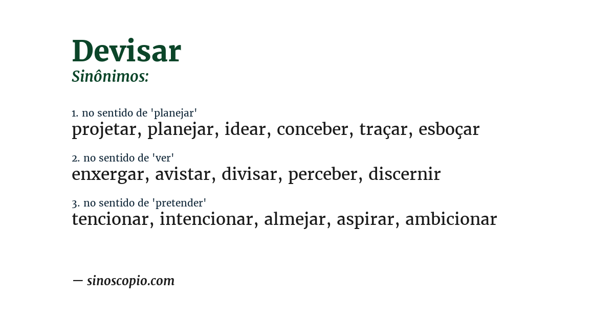 Sinônimo de devisar