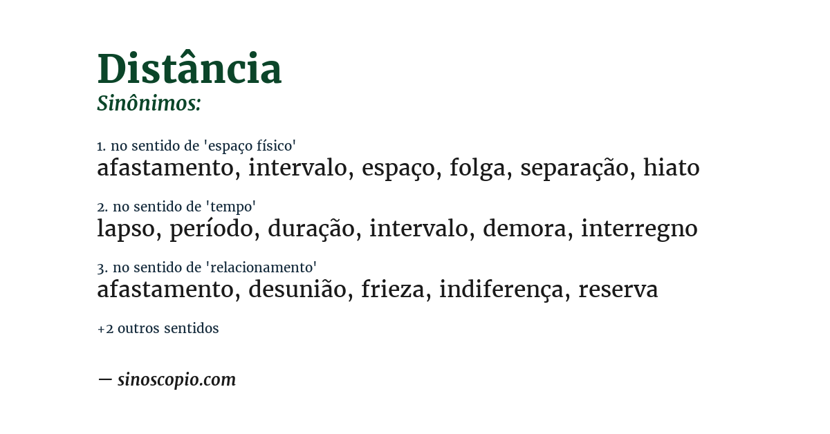Sinônimo de distância
