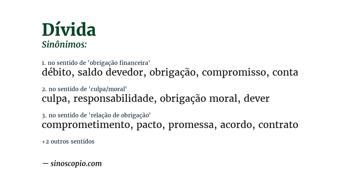 Sinônimo de dívida
