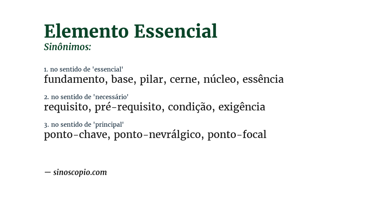Sinônimo de elemento essencial