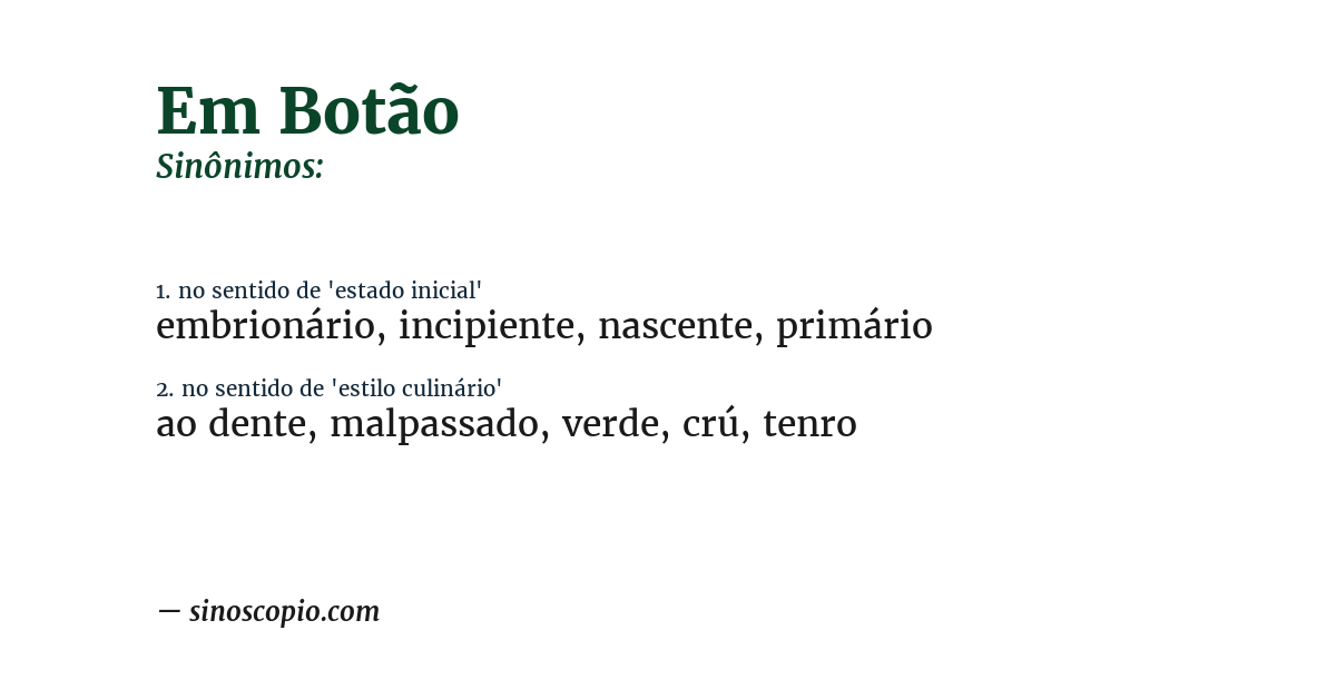 Sinônimo de em botão