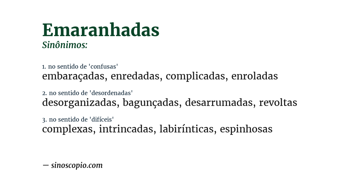 Sinônimo de emaranhadas