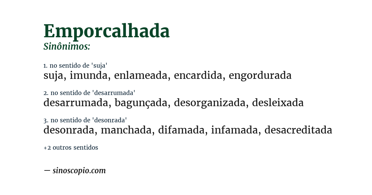 Sinônimo de emporcalhada