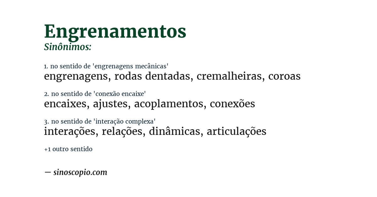 Sinônimo de engrenamentos